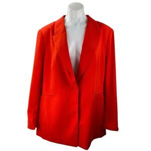 H&M Women's Red One Button Notch Collar Long Sleeve Blazer Coat Jacket Size XL
